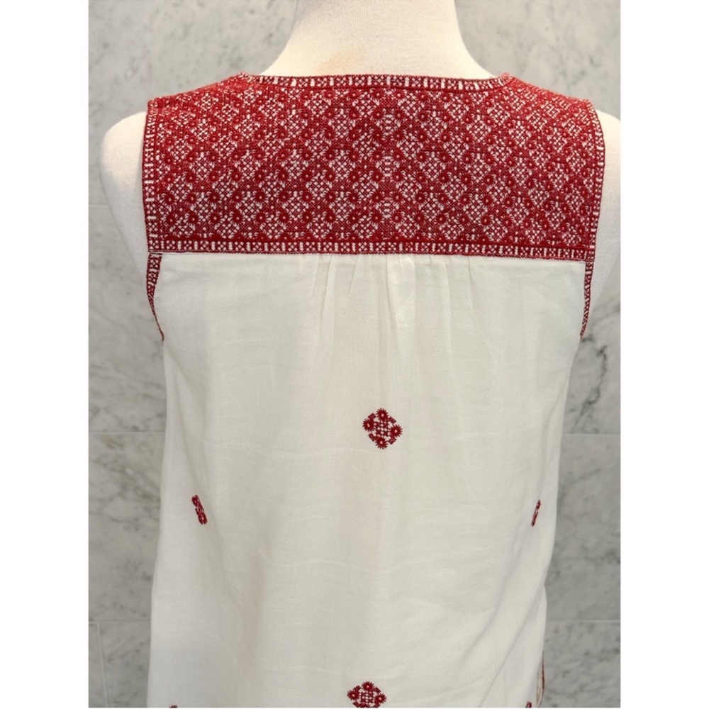 Madewell Women’s Sleeveless White Shift Dress with Pink Embroidered Trim Size 6 - Picture 7 of 10